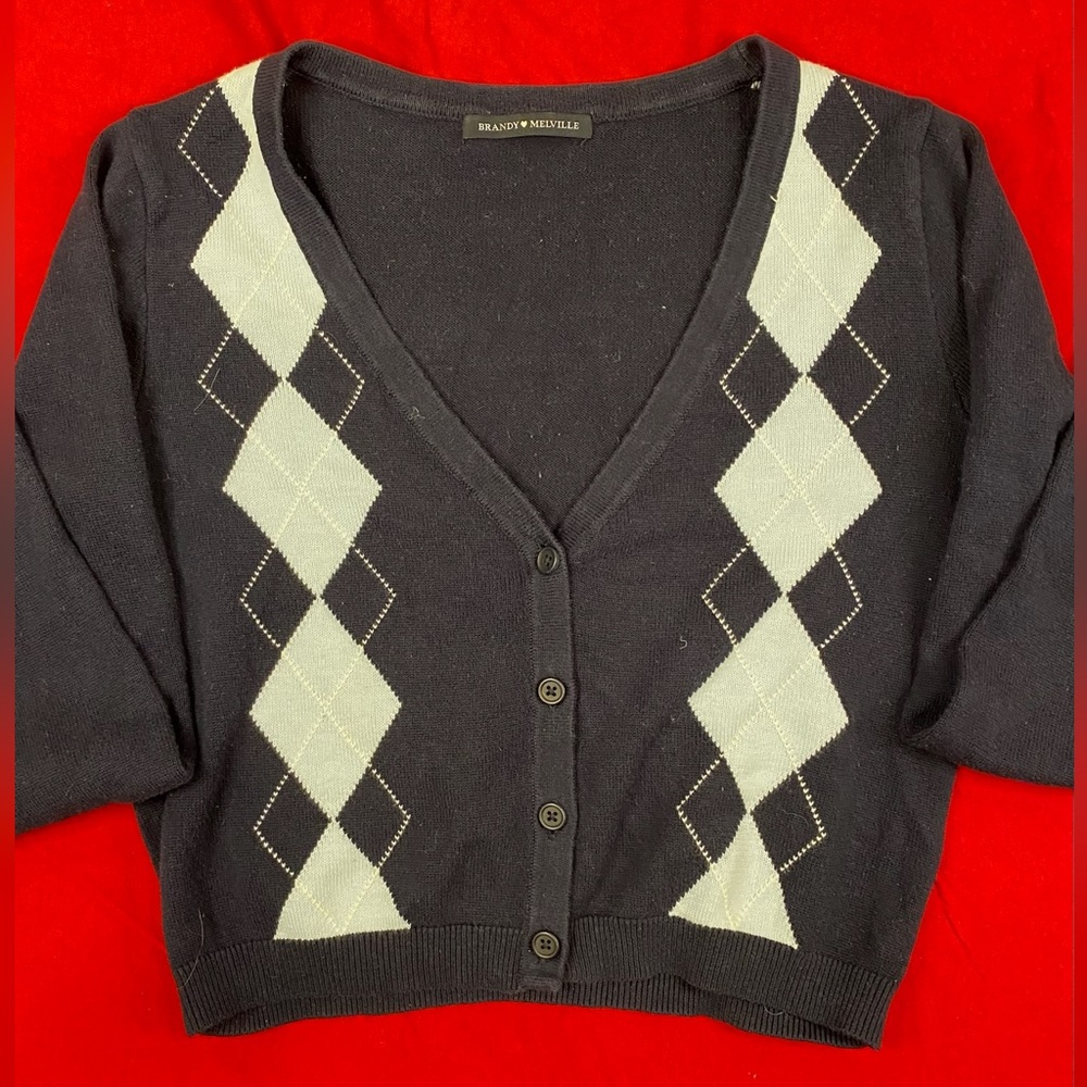 Brandy Melville argyle cardigan